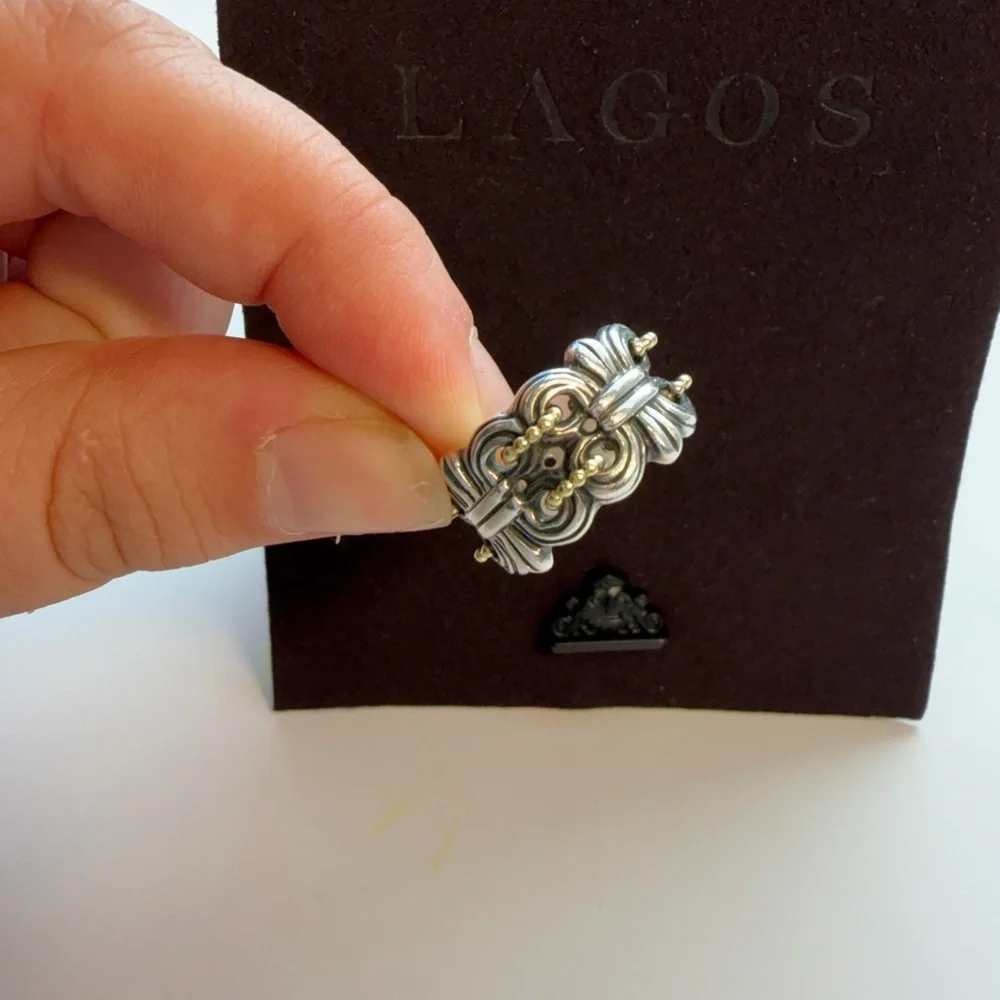 Lagos Caviar 18K Gold and Sterling Silver Women's Ring Size 6 3/4